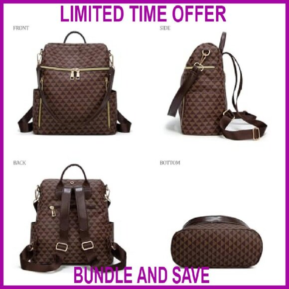 PU Leather Convertible Backpack Purse for Women, Travel Satchel Handbag - Picture 4 of 5